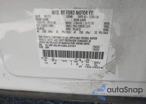 2016 Lincoln Mkx Reserve из США, поврежденный, VIN 2LMPJ6LR1GBL33101